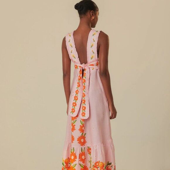 FARM RIO Pink Papaya Salad Maxi Dress NWT - Picture 3 of 10